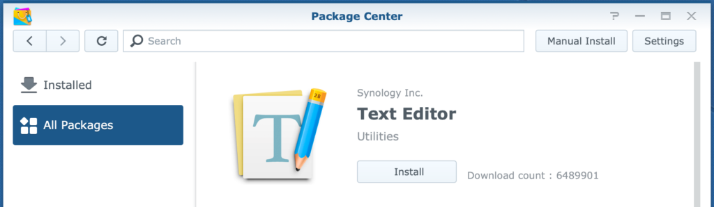 synology, package center, text editor, dsm6