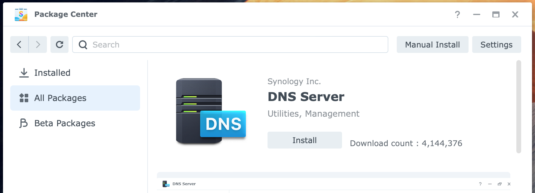 synology, package center, dns server, dsm7