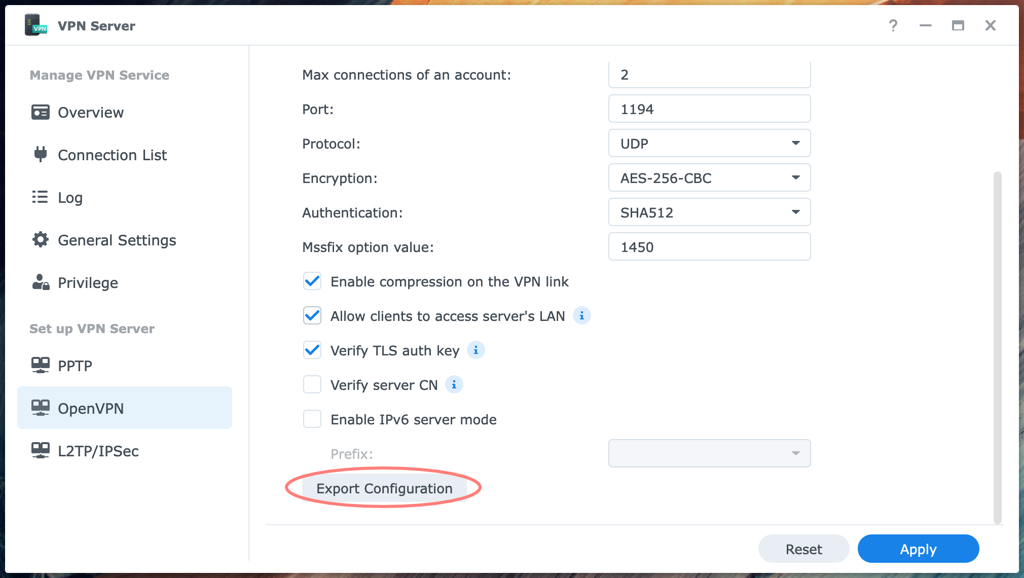 synology, configure vpn server, dsm7