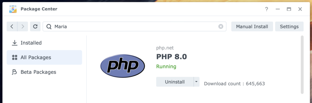 synology, package center, php 8.0, dsm7