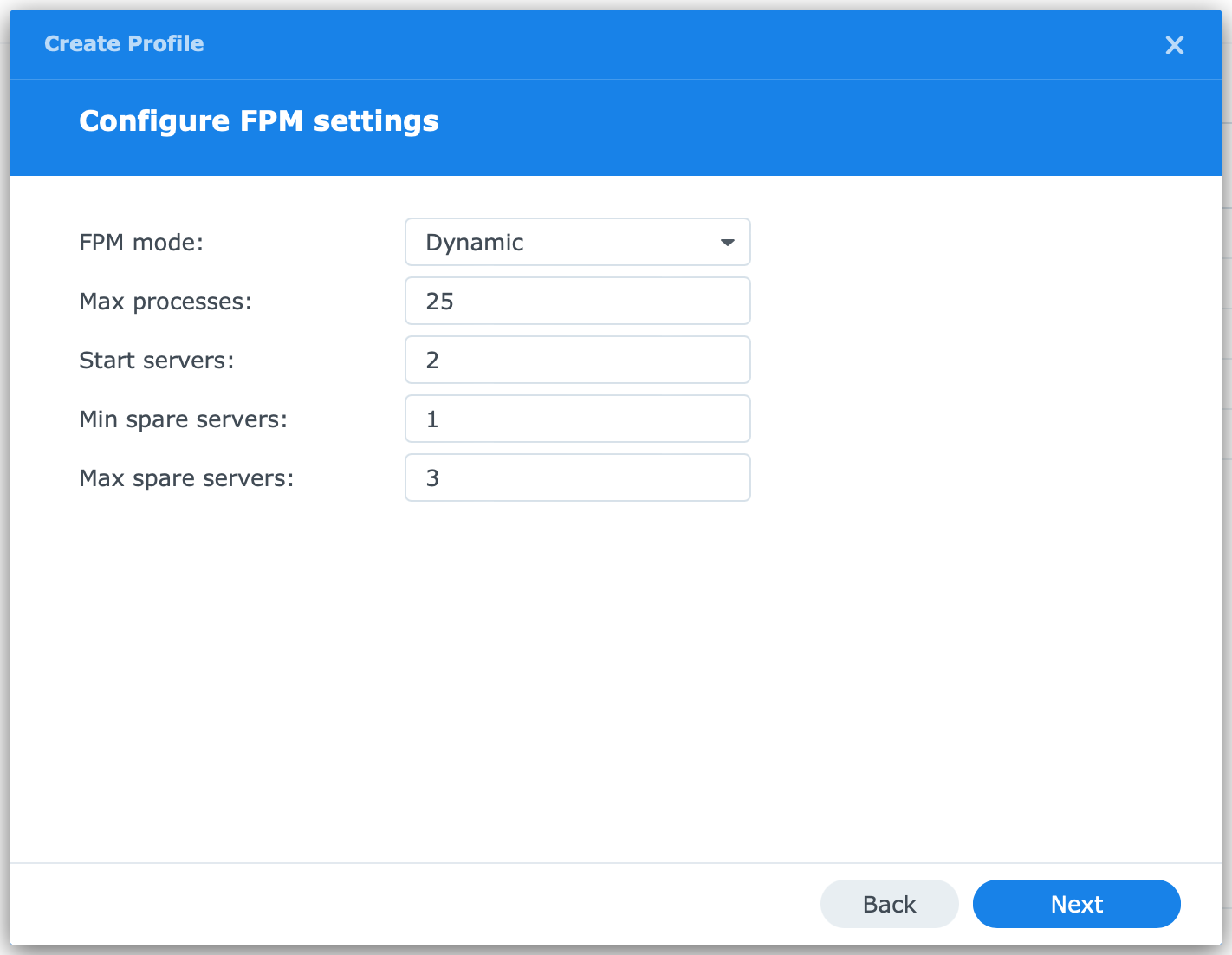 synology, web station, script language settings, create profile wizard, dsm7.2