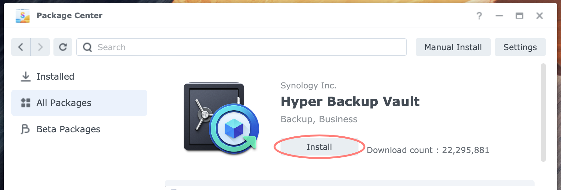 synology, package center, hyper backup vault, logo, dsm7, back up synology nas to another nas