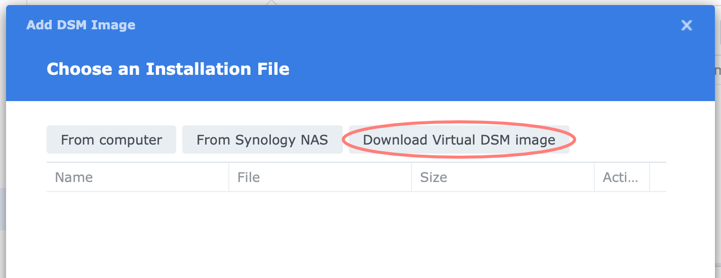 synology, virtual machine manager, add dsm image wizard, dsm7