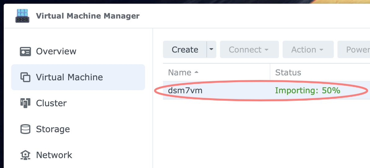 synology, virtual machine manager, import, dsm7