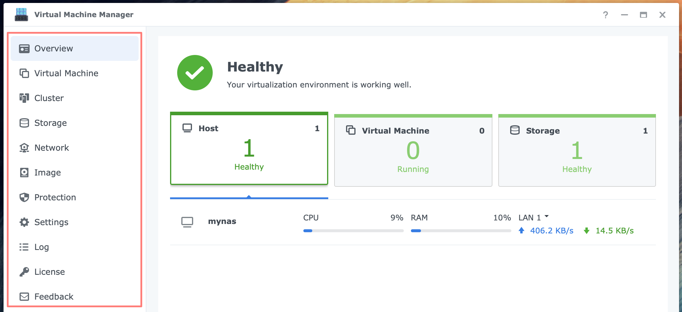 synology, virtual machine manager, overview, dsm7