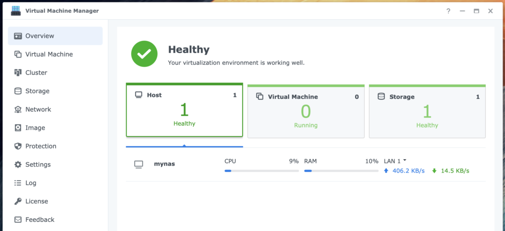 synology, virtual machine manager, overview, dsm7