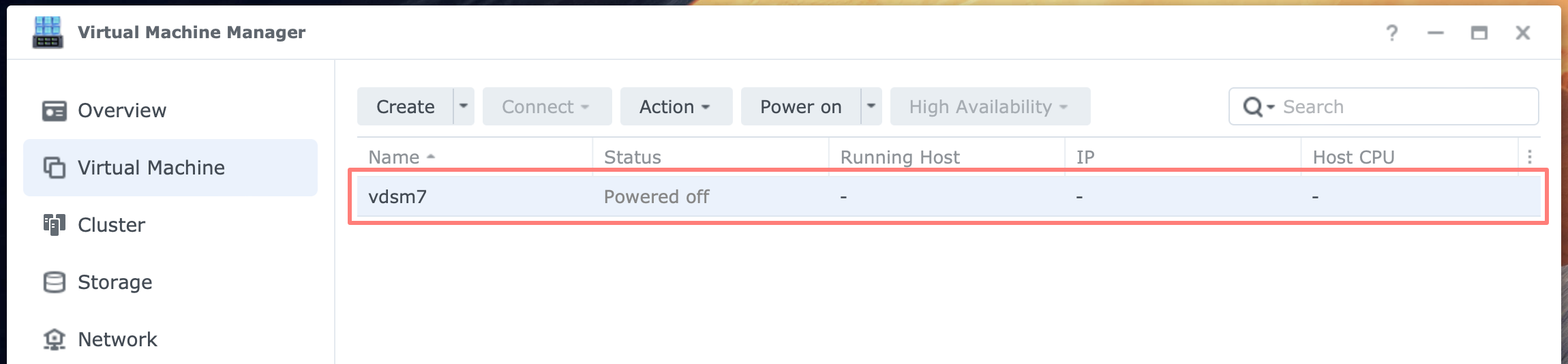 synology, virtual machine manager, virtual machine page, dsm7