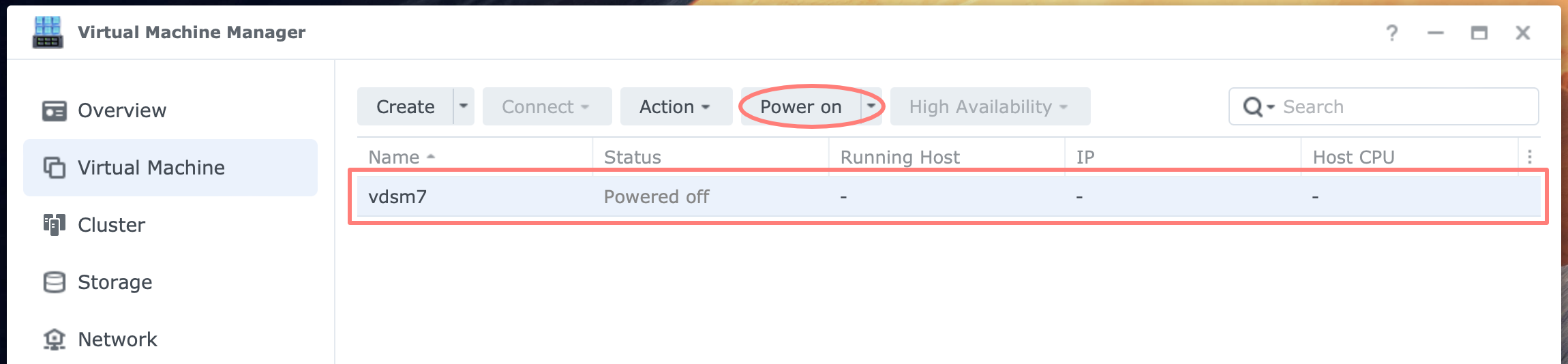 synology, virtual machine manager, virtual machine page, dsm7