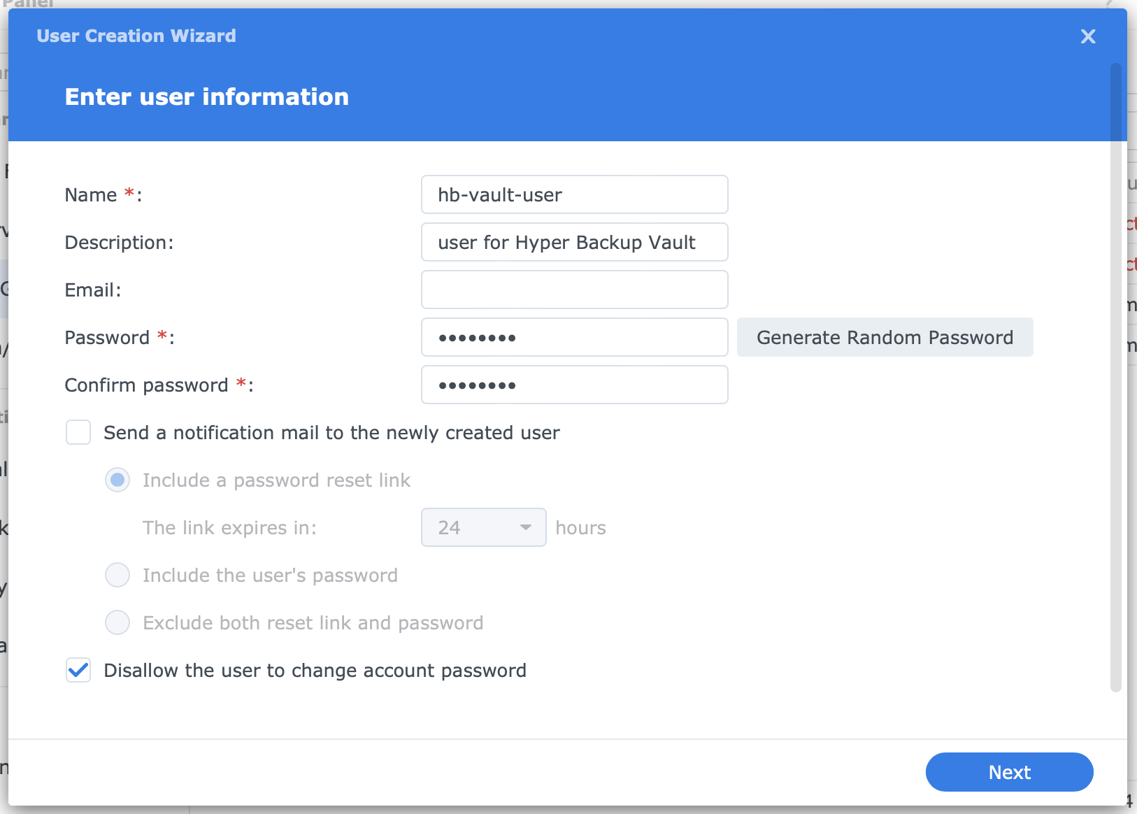 synology, control panel, user, create new user, dsm7