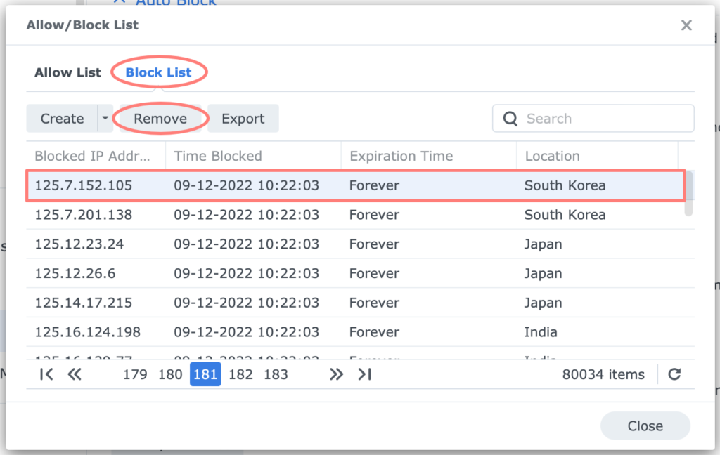 synology, control panel, security, auto block, block list, dsm7, using auto block