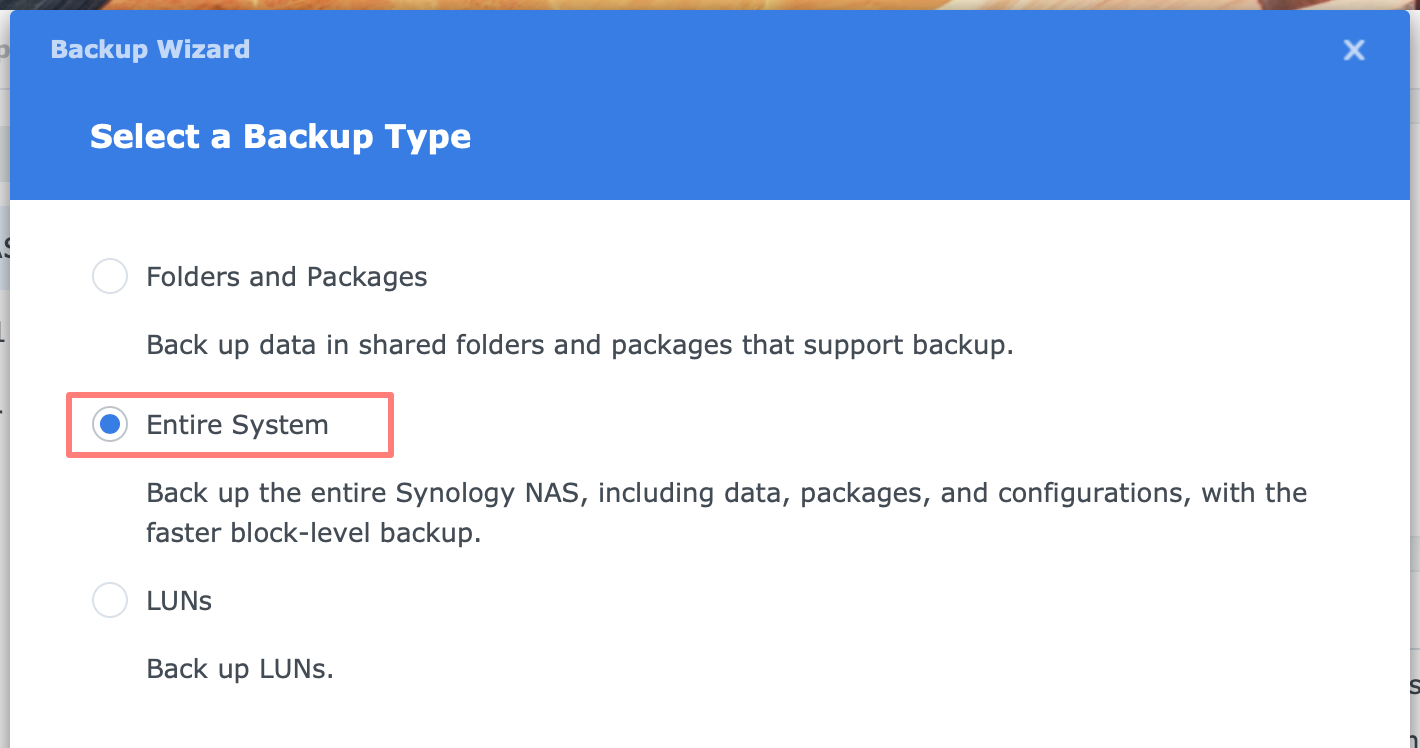 synology, hyper backup, backup type, dsm7