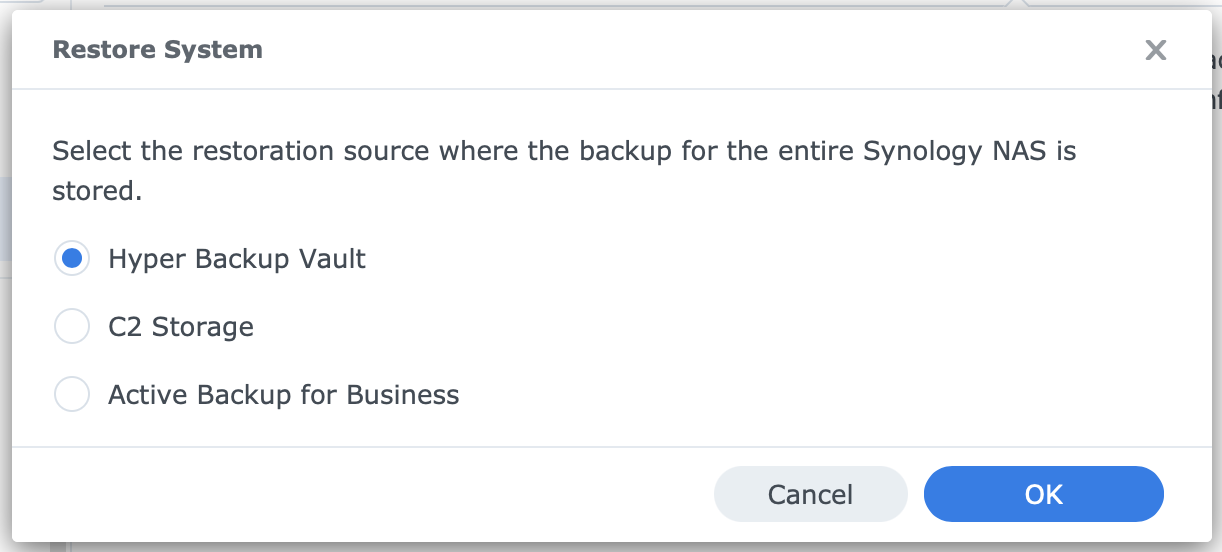 synology, control panel, update & restore, system recovery, dsm7