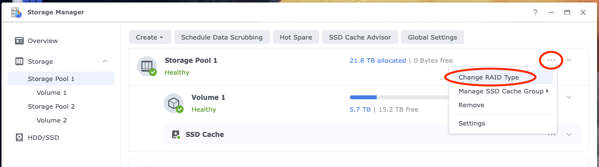 synology, storage manager, change RAID type, dsm7, raid types in synology nas