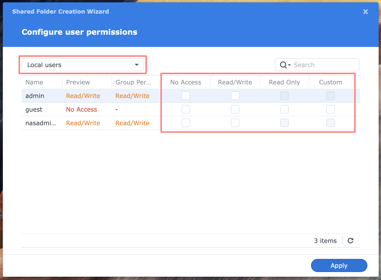 synology, control center, shared folder, create, dsm7