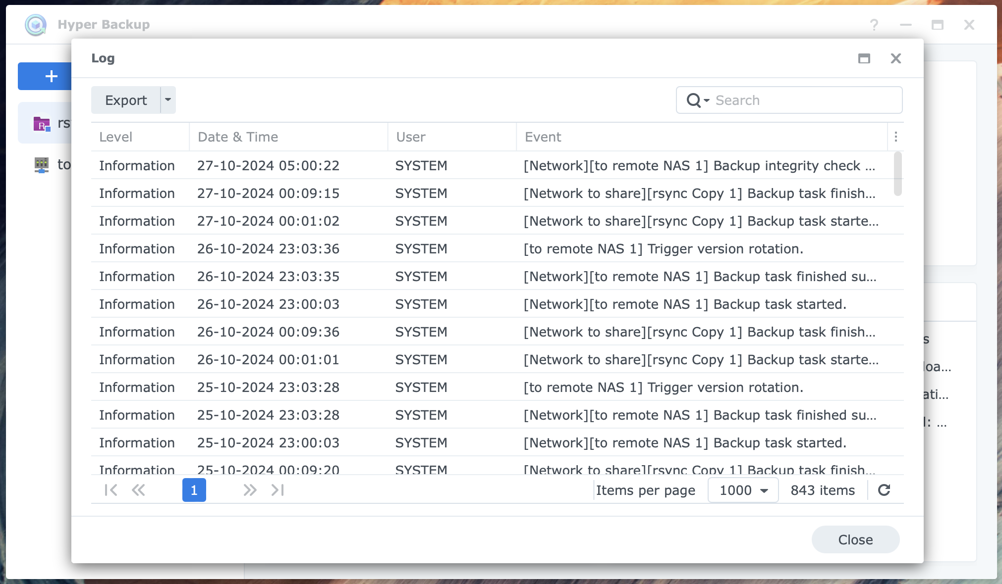 synology, hyper backup, log, dsm7