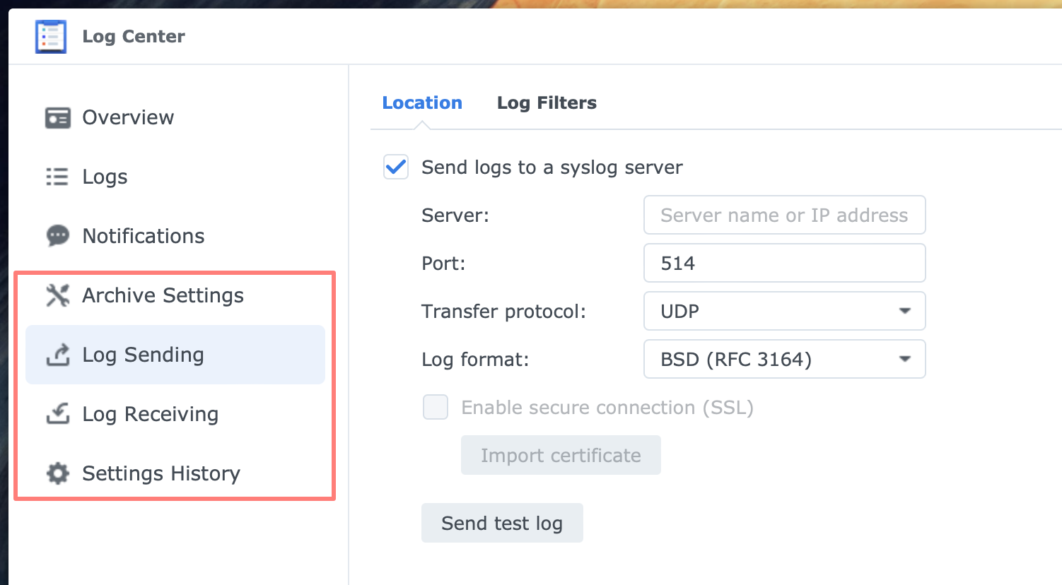 synology, log center, advanced functions, dsm7