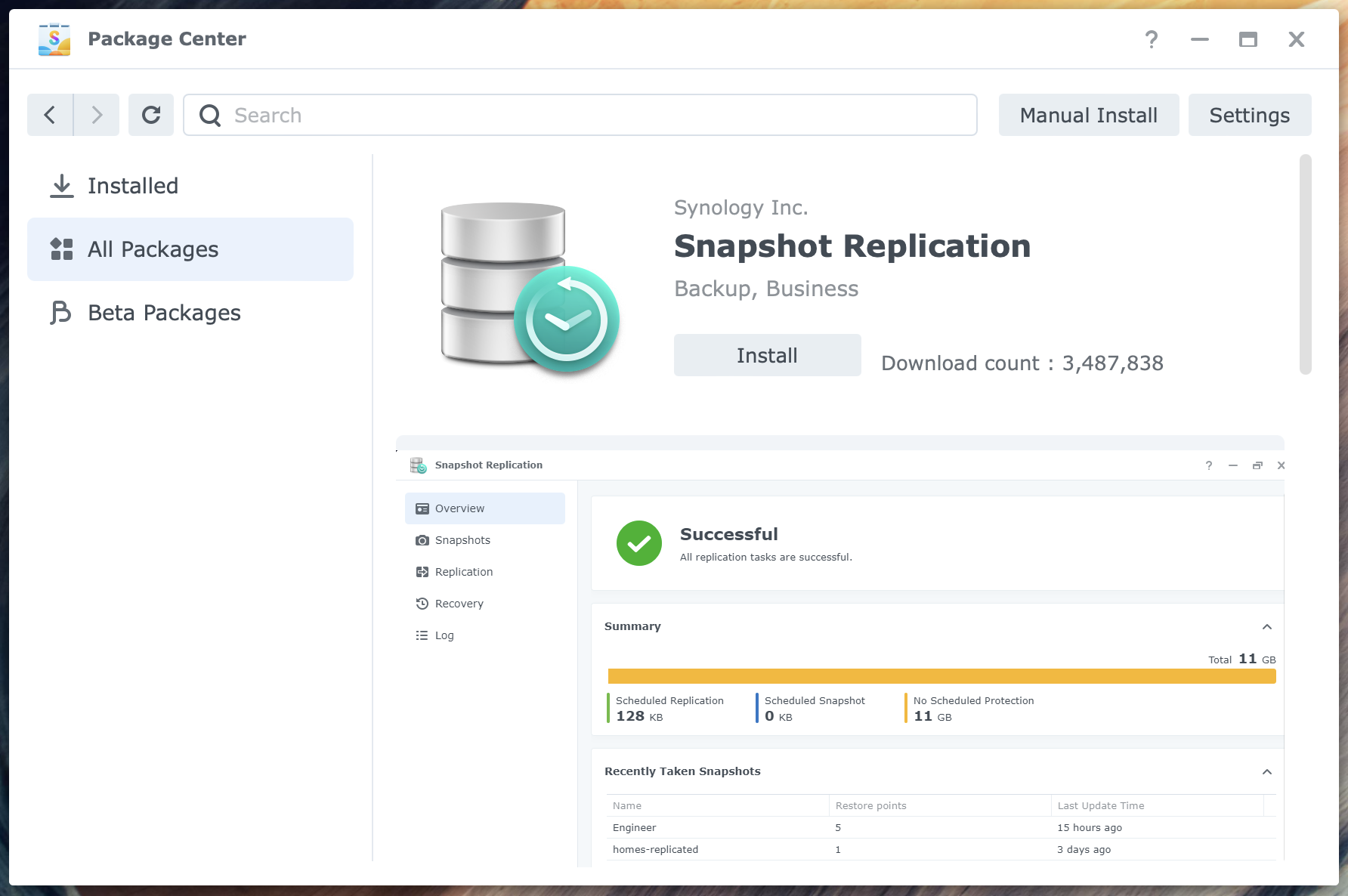 synology, package center, snapshot replication, dsm7