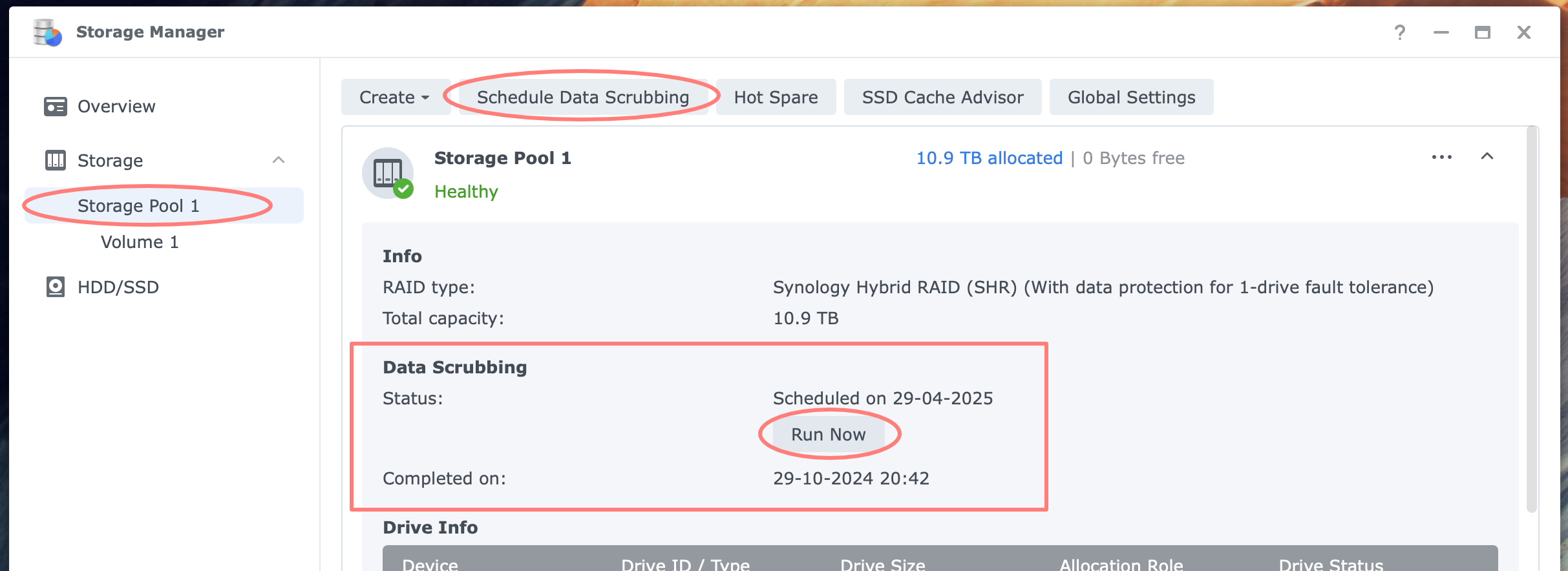 synology, storage manager, data scrubbing, dsm7