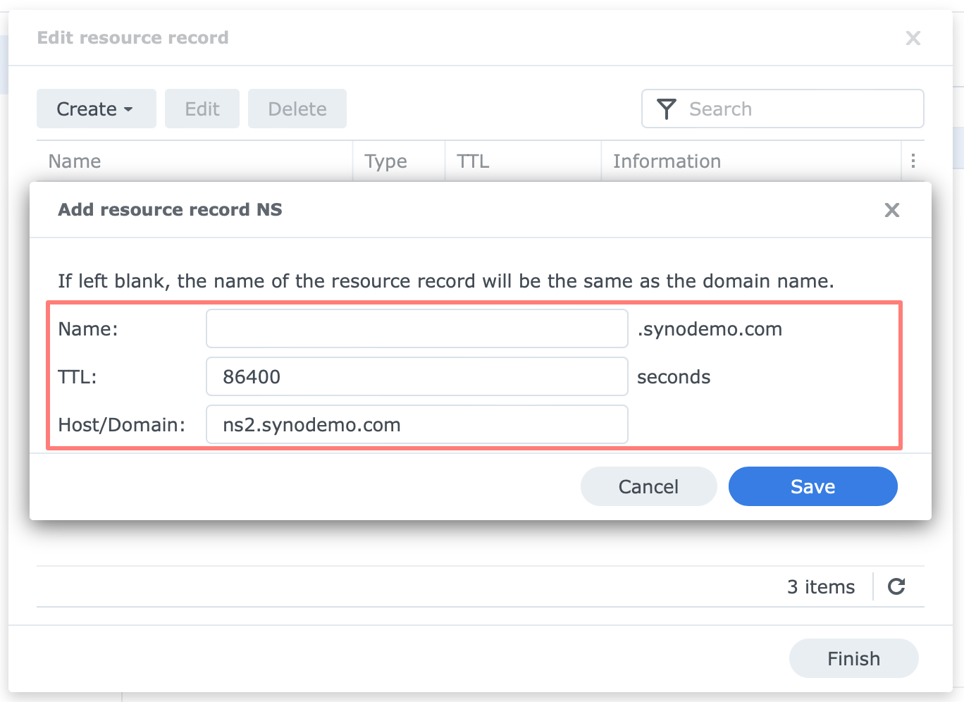 synology, dns server, create ns record, dsm7