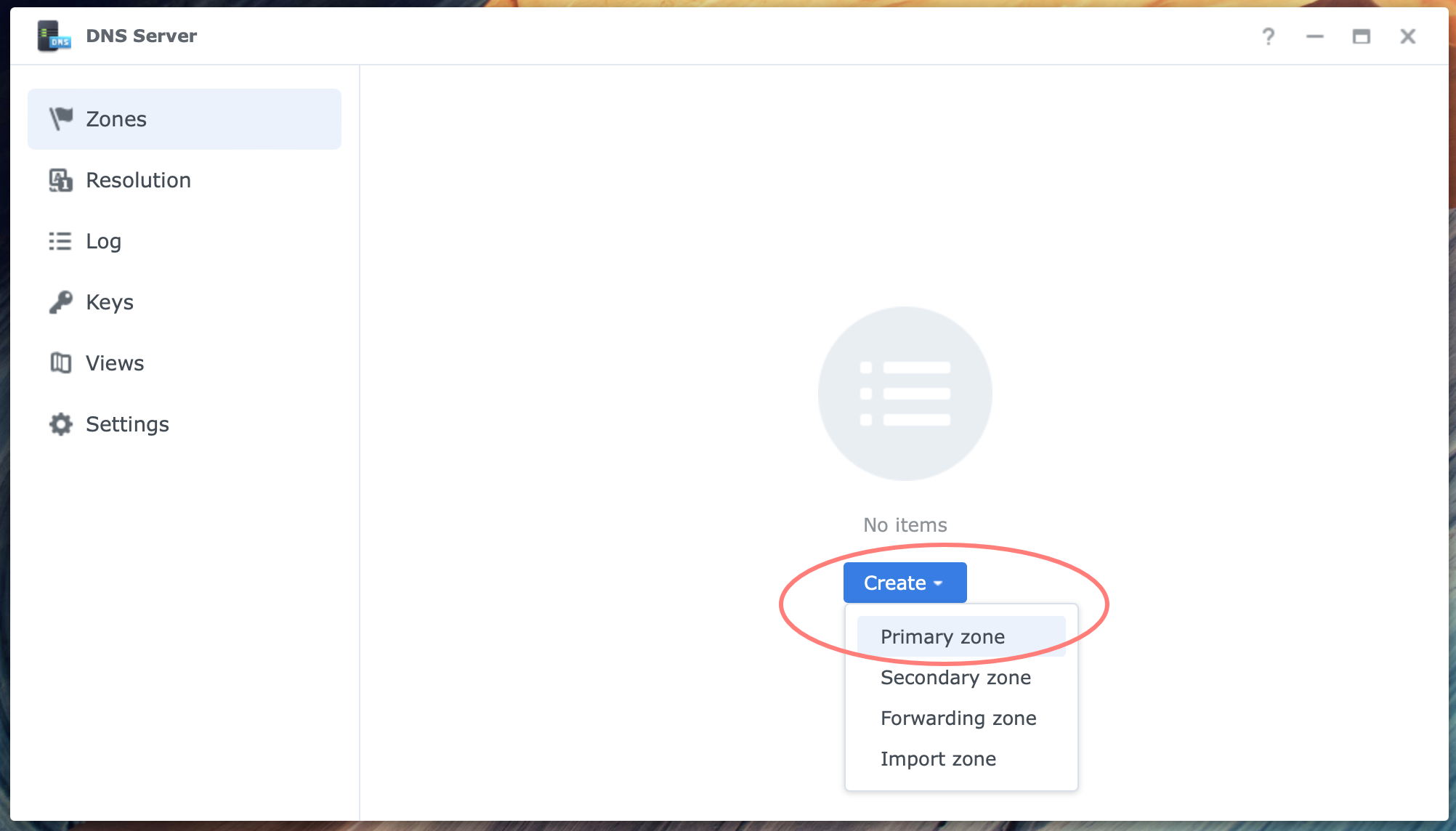 synology, dns server, create primary zone, dsm7