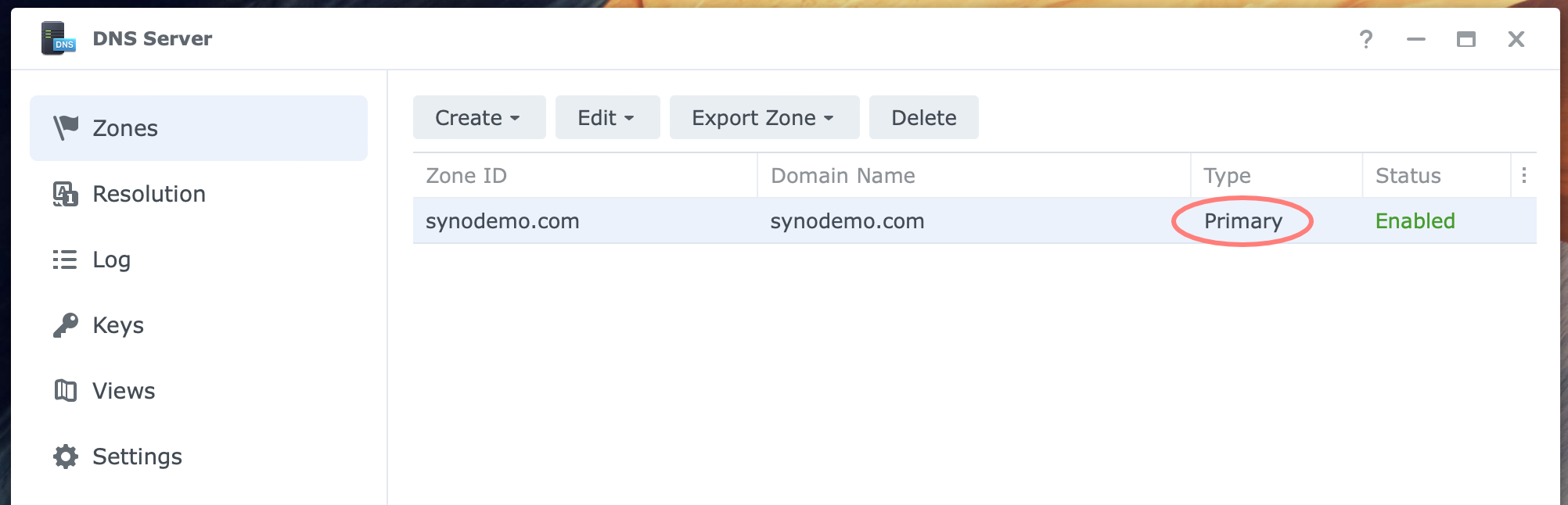 synology, dns server, create primary zone, dsm7