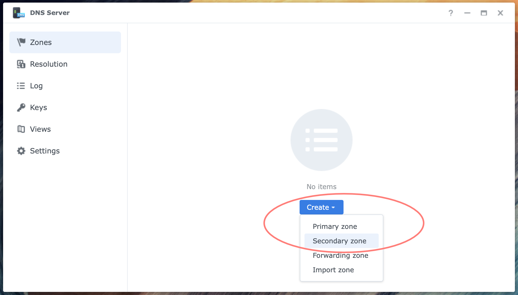 synology, dns server, create secondary zone, dsm7