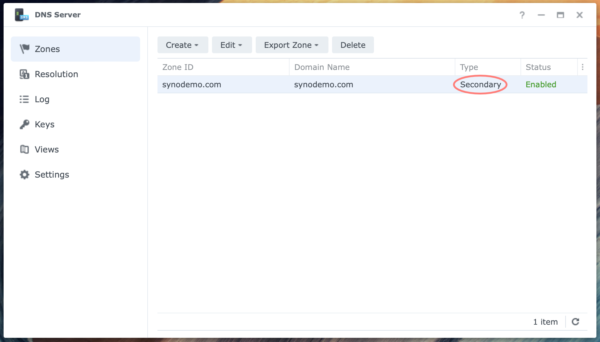 synology, dns server, create secondary zone, dsm7