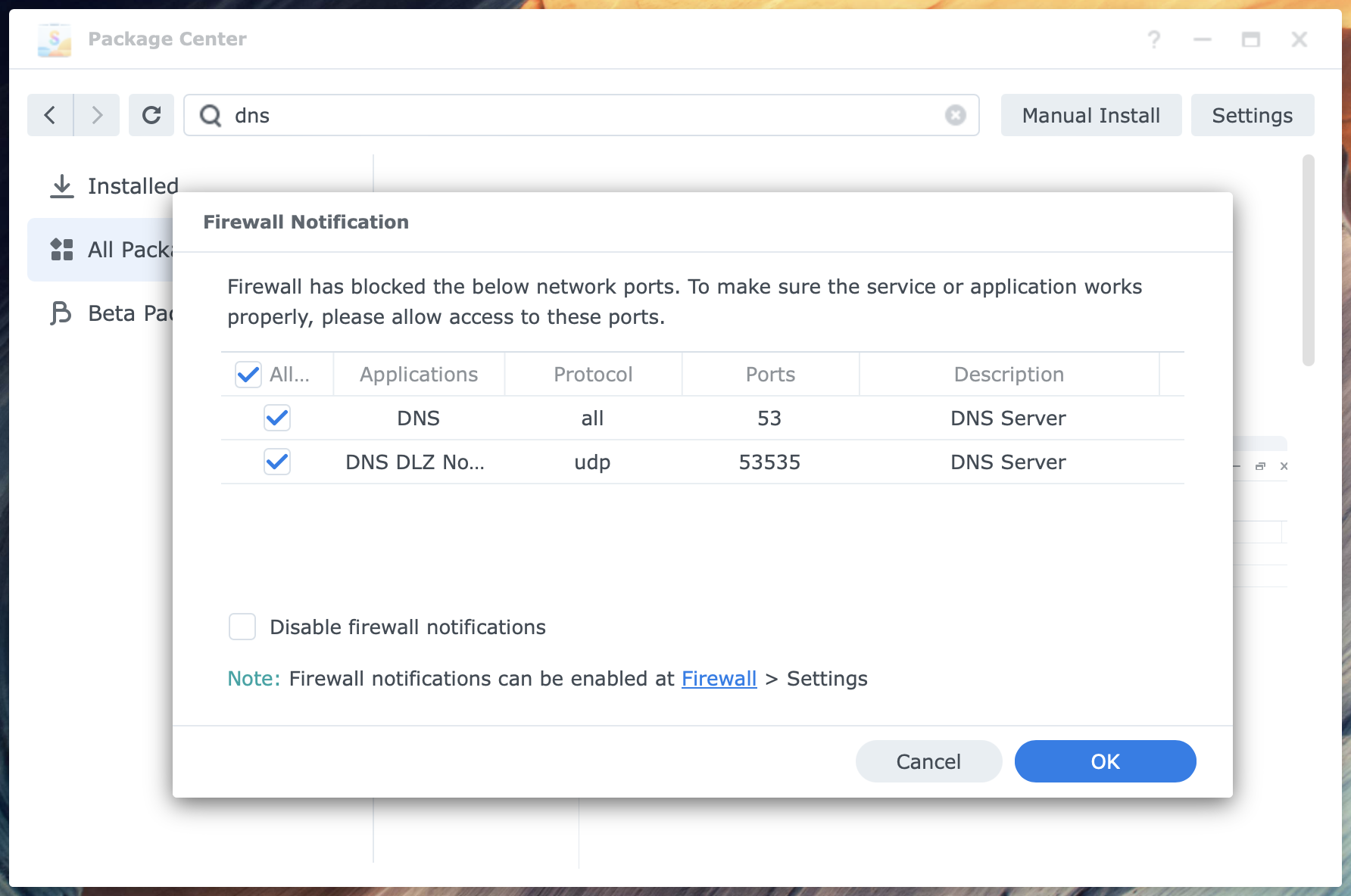 synology, package center, dns server, dsm7